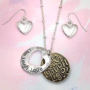 🌼 Live Laugh Love Slide Charm Necklace Set